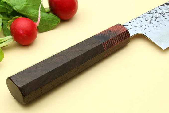 Yoshihiro VG10 46 Layers Hammered Damascus Nakiri Japanese Vegetable Knife (6.5'' (165mm) Rosewood Handle)