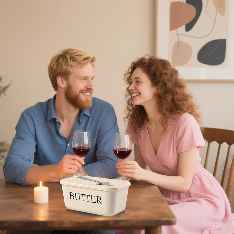 Butter Dish With Lid And Knife For Kitchen Coutertop