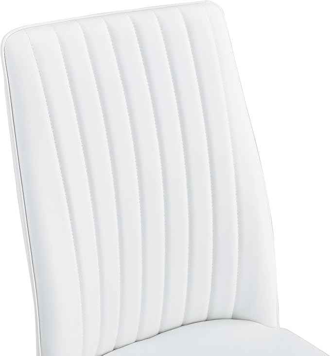 White Dining Chairs Set of 4 Modern Kitchen Chairs Set PU Leather Chair with Chrome Legs Armless Upholstered Chair for Dinner Room, Waiting Room(Set of 4, White)
