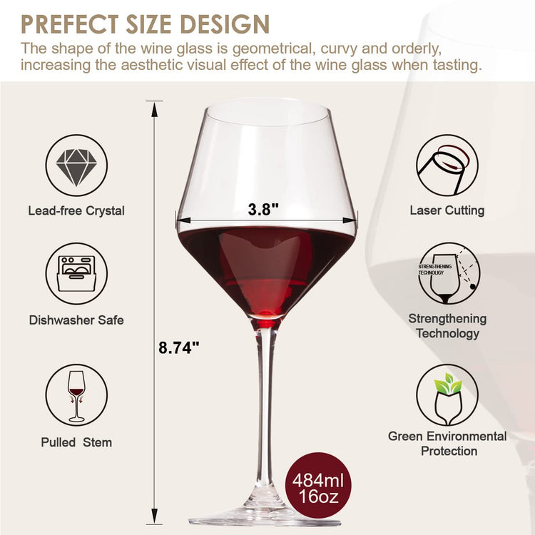 Wine Glasses White Red Wine Glasses Set of 6 (6 Count)