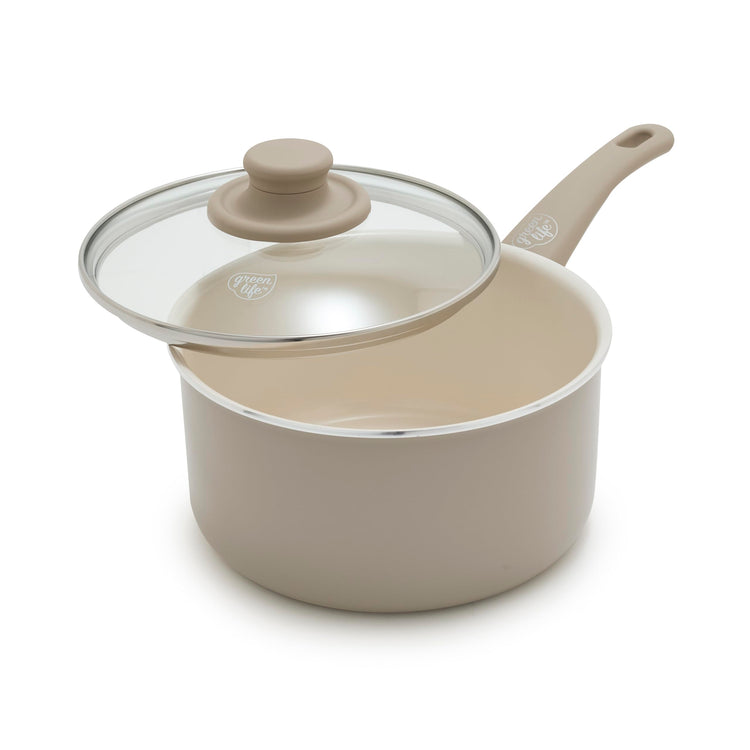 2.5QT Ceramic Nonstick Saucepan with Glass Lid