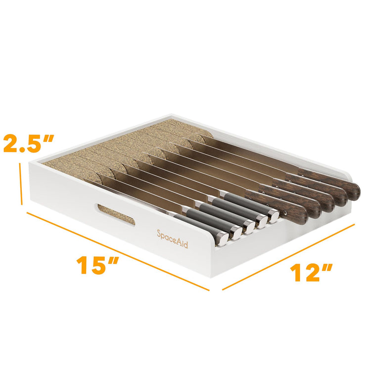 Large Knife Drawer Organizer Bamboo Insert Dock