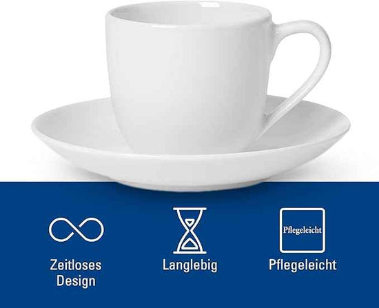 Villeroy & Boch For Me Espresso Cup & Saucer : Set of 2, Premium Porcelain, White