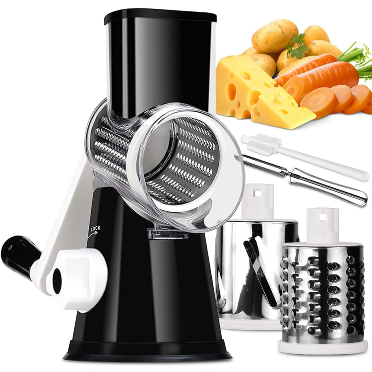 Rotary Cheese Grater Vegetable Shredder with Handle Round Kitchen Mandoline Slicer Grater for Nuts