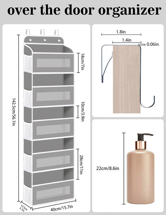 Over The Door Organizer, 5 Shelves Closet Door Hanging Organizer with 10 Mesh Pockets, Nursery Closet Organizer, Baby Essentials, Dorm Room Essentials for Girls