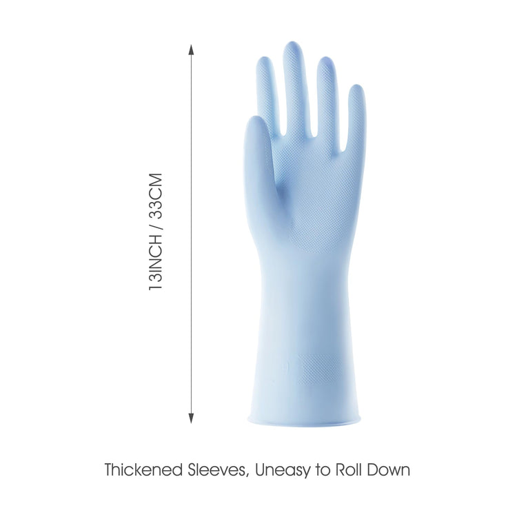 2 Pairs Thickened Rubber Gloves with Cotton Lining & Non