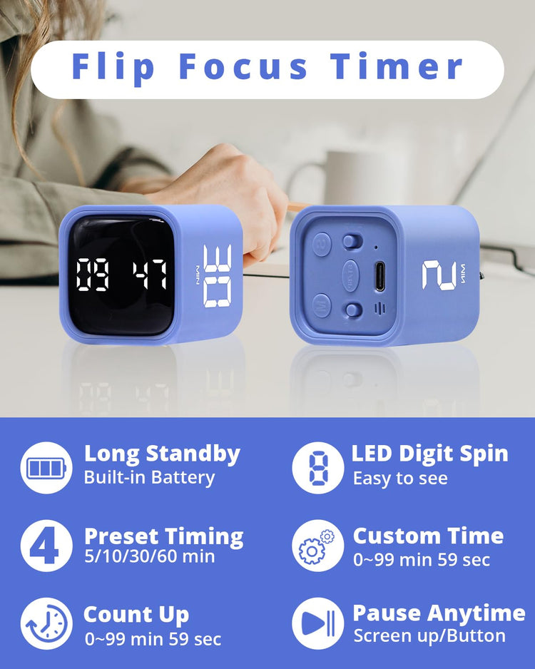 Productivity Timer Flip Gravity Sensor Cube Timer Countdown & Countup
