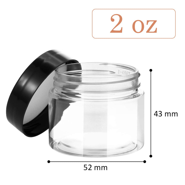 6 Pack 2 OZ Plastic Jars Containers with Lids (6 Count)