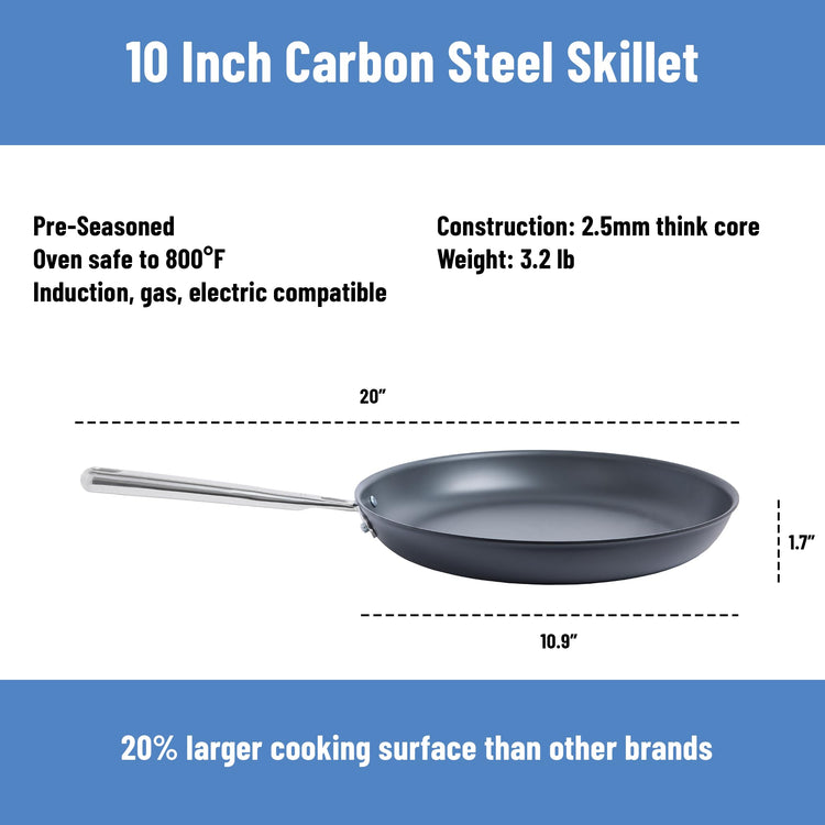 10 Inch Pre Seasoned Carbon Steel Fry Pan