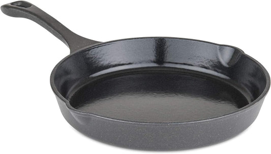 Viking Cast Iron Skillet, 10 Inch Enameled Frying Pan, Kitchen Cookware, Charcoal - Nestoria