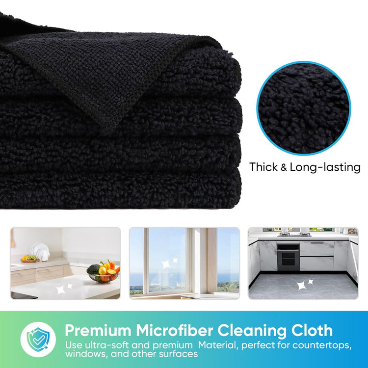 Black Microfiber Cleaning Cloth (12 Count)