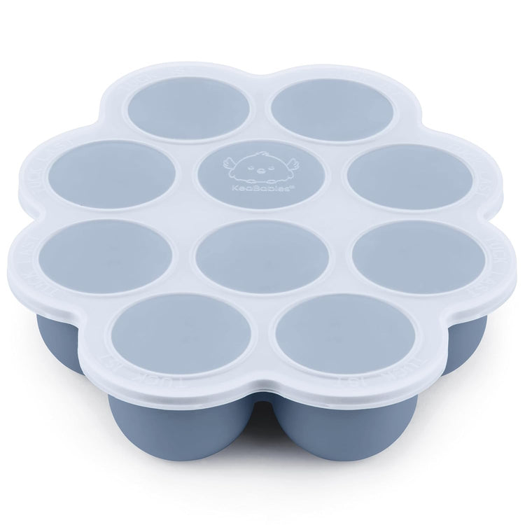 KeaBabies Silicone Food Freezer Trays with Lid, 2oz x 10 Pods Baby Food Storage Containers, Easy Puree Meal Prep, Breast Milk Silicone Freezer Molds, Dishwasher, Microwave Safe, BPA-Free (Slate)