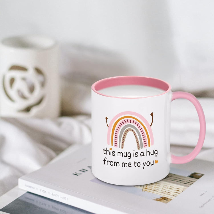 Cabtnca Friendship Hug Mug - This Mug Is A Hug From Me To You - Encouragement Inspirational Gift for Women, Best Friend, Mom, Coworker - Birthday, Mother's Day, Christmas - 11Oz