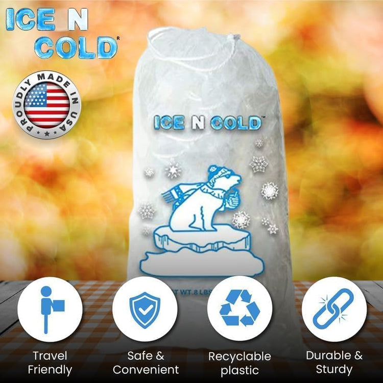 Ice Bags with Drawstring Closure | 10lb, 500ct/cs | 41 mic Thickness | Portable Storage and Freezer Keeper
