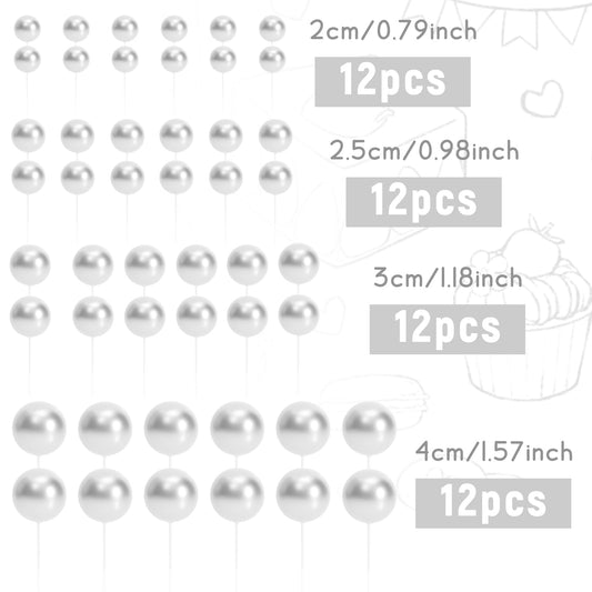 48 Pcs Silver Balls Cake Topper Decorations Balloon Cupcake Toppers Foam Cake Topper Balls Cake Balls Decorations for Birthday Party Wedding Anniversary Cake Decorating (48 Count)