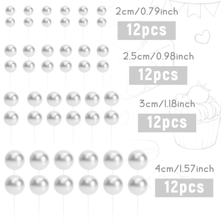 48 Pcs Silver Balls Cake Topper Decorations Balloon Cupcake Toppers Foam Cake Topper Balls Cake Balls Decorations for Birthday Party Wedding Anniversary Cake Decorating (48 Count)