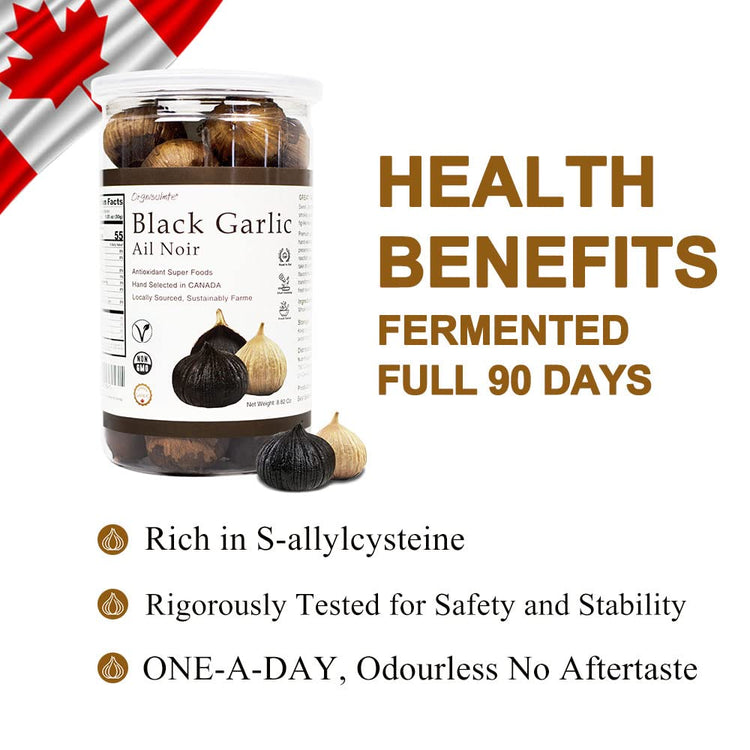 Black Garlic Made in Canada Whole Black Garlic Bulbs Fermented for 90 Days (8.82 Ounce)