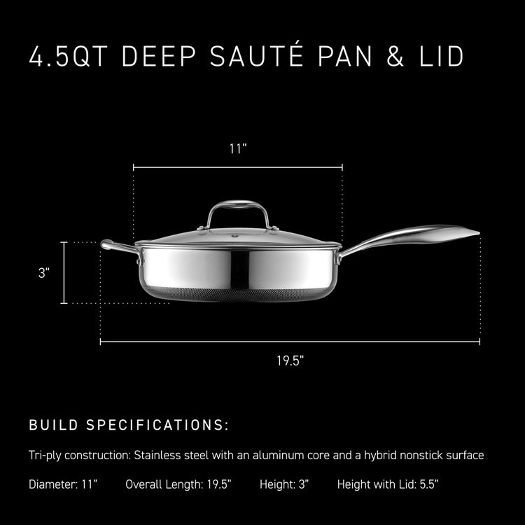4.5 Qt Hybrid Nonstick Deep Sauté Frying Pan & Lid