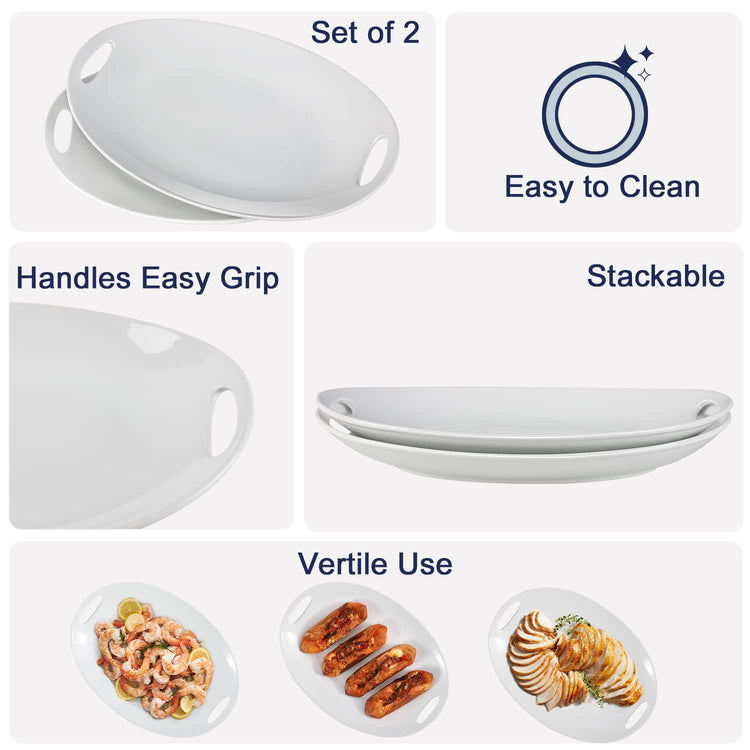 Porcelain Serving Platter with Handles (2 Count)