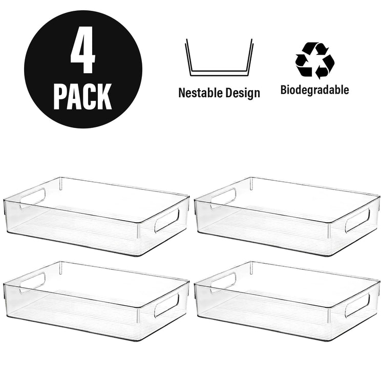 Clear Plastic Storage Bins (4 Count)