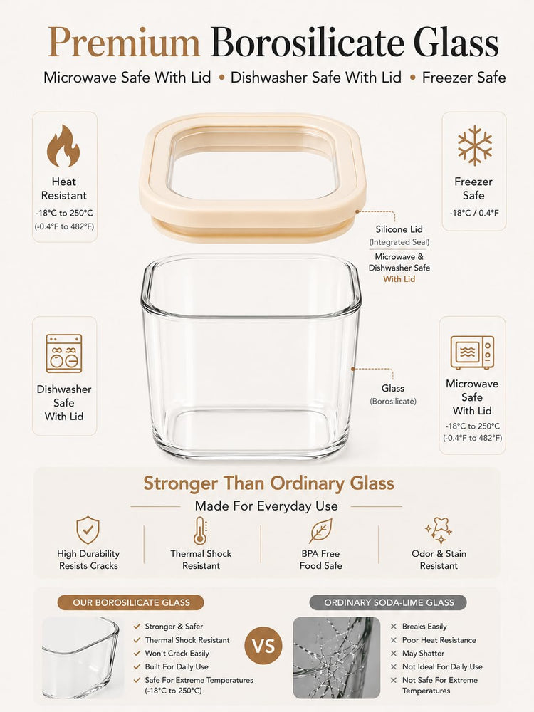 Small Glass Food Storage Containers with Glass Lids 4 pcs 24fl.oz (4 Count)