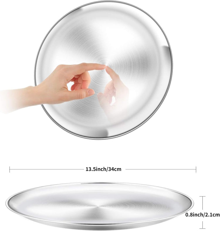 13½ inch Pizza Pan Set, Set of 3, Stainless Steel Pizza Pan Set Large Pizza Oven Pans Tray for Baking Serving, Healthy & Heavy Duty, Dishwasher Safe & Easy Clean