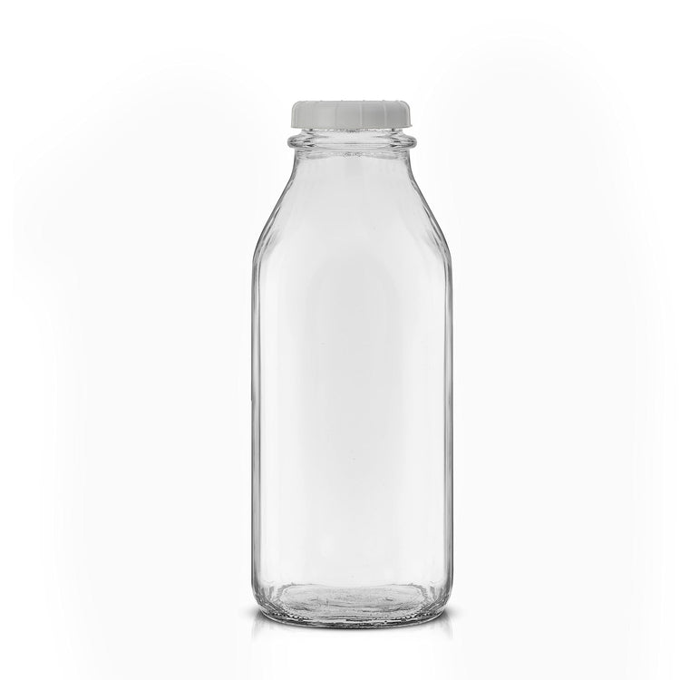 Glass Milk Bottles with Lids and Pourer (3 Count)