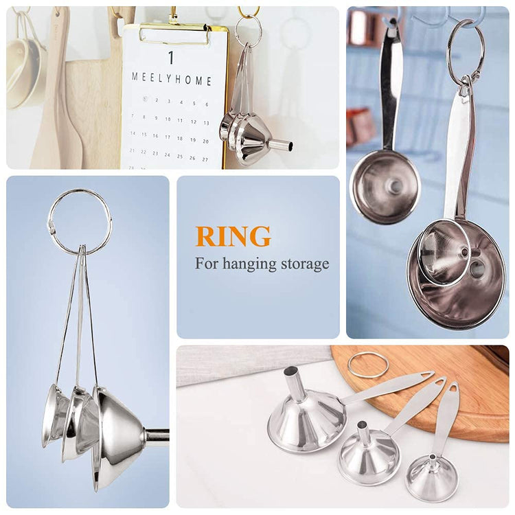 Small Funnels for Filling Bottles Stainless Steel Kitchen Funnels (3 Count)