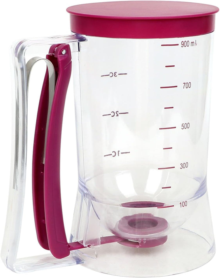 Pancake Batter Dispenser for Pancakes, Cupcake, Waffle, Muffin Mix, Cake & Crepe - Easy Pour Baking Supplies for Griddle - Pancake Maker with Measuring Label