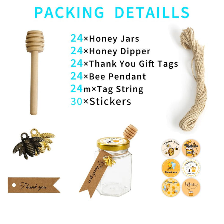 12 Pack 4oz Glass Hexagon Honey Jars Golden Lids