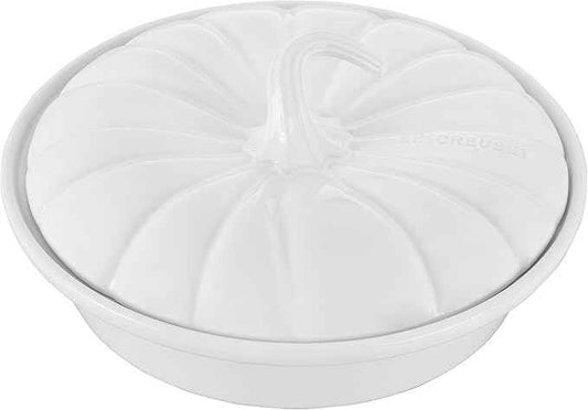 Le Creuset Stoneware Figural Pumpkin Baker with Lid, 9", White