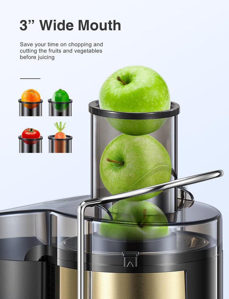 Juicer Machine 800W Centrifugal Juicer with Wide Mouth Feed Chute