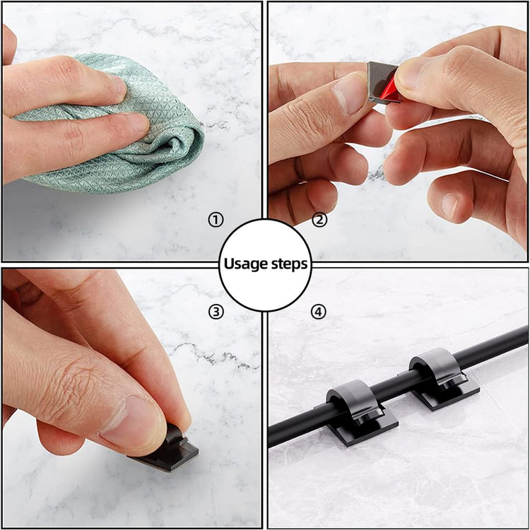 100 PCS Adhesive Cable Clips Cord Organizer (100 Count)