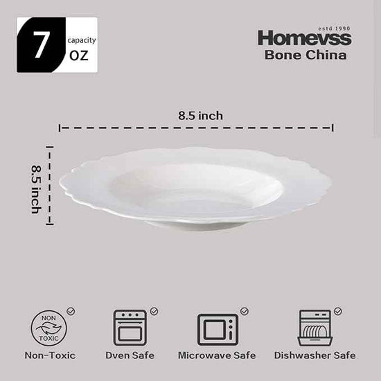 HomeVss, New Bone China Dinnerware Set Embossed Winds, Service for 8-40pc Set