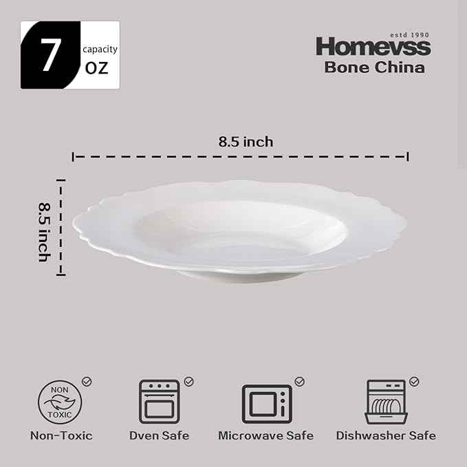 HomeVss, New Bone China Dinnerware Set Embossed Winds, Service for 8-40pc Set