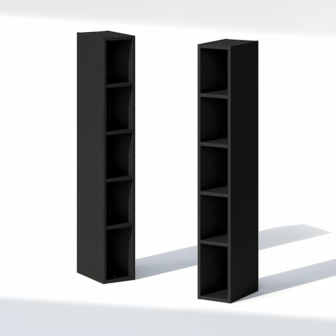 Furinno Fulda 10-Tier Closet Organizers and Storage, Open Shelf, Storage Organizer, 6-Inch Width, for Closet, Bedroom, Blackwood