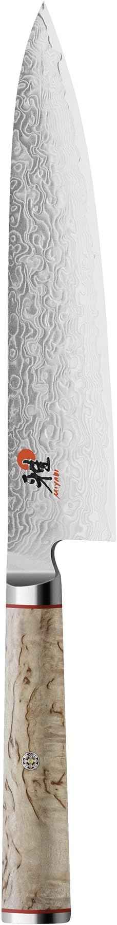 Miyabi Birchwood SG2 Japanese Chef's Knife, 8-inch, Chef's Kitchen Knife, Karelian Birch Handle, 100-layer flower Damascus pattern, Handcrafted in Seki, Japan