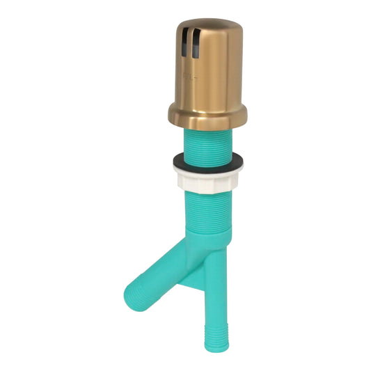 Dishwasher Air Gap with Skirted Brushed Bronze Brass Cap and Extra Long Threaded Body for Thick or Thin Kitchen Countertops