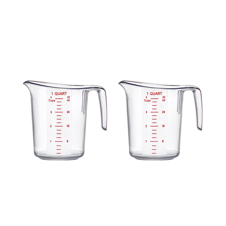 Melissa - 32-Ounce Plastic Measuring Pitcher (2-Pack), 4-Cup (1-Quart) Food-Grade Measuring Jug, Unbreakable, Stackable, Dishwasher-Safe, Great for Oil, Vinegar, Flour, and More