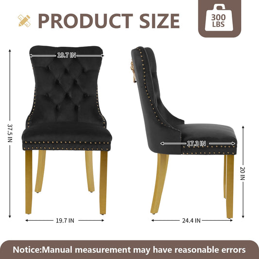 Black Velvet Dining Chairs Set of 2 (2 Count)