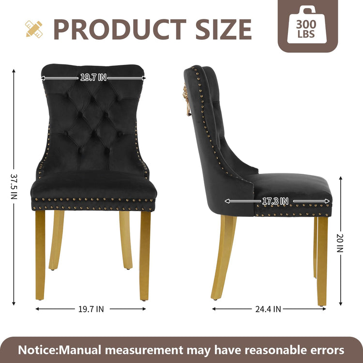 Black Velvet Dining Chairs Set of 2 (2 Count)