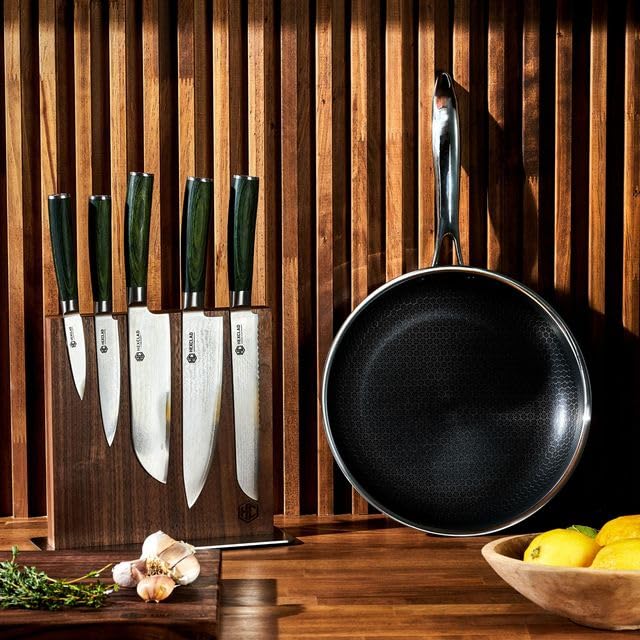 Green 6 Piece Japanese Damascus Stainless Steel Knife Set (6 Count)