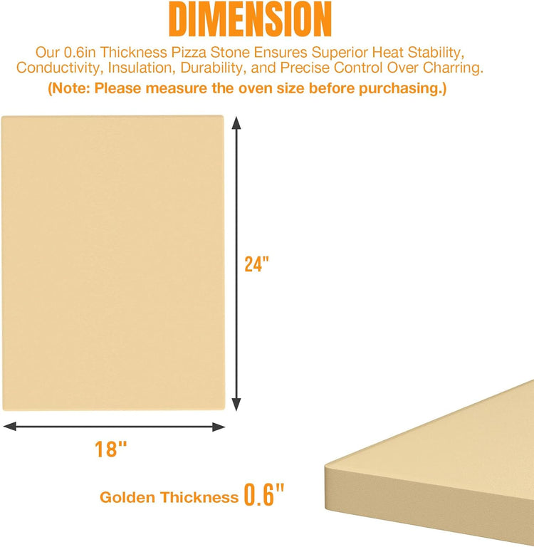Extra Large Pizza Stone 24 Inch, Rectangular Pizza Grilling/Baking Stone 24" x 18",Does Not Fit 30” Compact Ovens,For 48” Wall Ovens