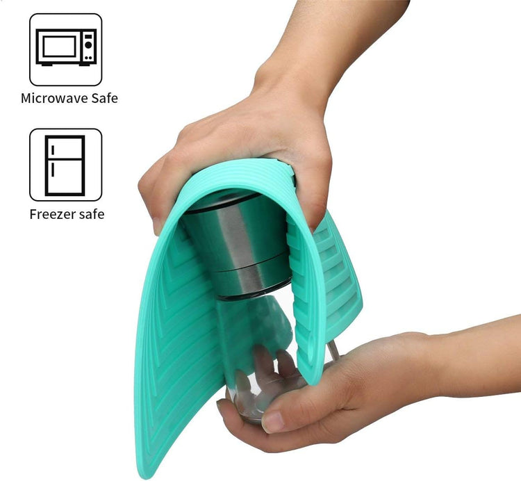 LogHog Large Silicone Trivet Mats for Hot Dishes/Pans, Heat Resistant Pot Holder, 9"x12" Non Slip Flexible Durable Pot Coaster Kitchen Table Mats Set of 2 (Teal)