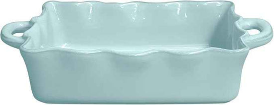 Casafina Ceramic 13.5" x 8.5" Rectangular Ruffled Baker - Cook & Host Collection, Robin's Egg Blue | Oven & Dishwasher Safe Bakeware | Food Safe Glazing | Restaurant Quality Dinnerware