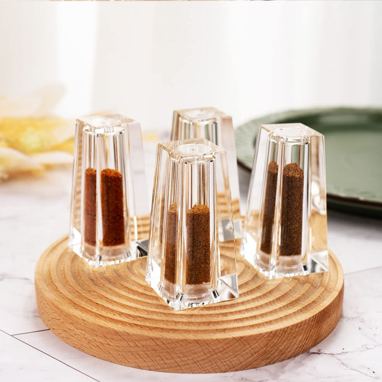 Salt and Pepper Shaker Set Spice Dispenser Refillable Design Cut Crystal Seasoning Shaker Kitchen Decor for Cooking Table (4 Count)