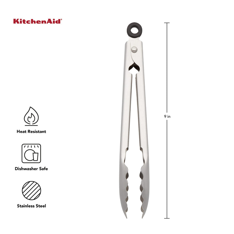 Gourmet Stainless Steel Serving Tongs with Hang Hook and Secure Closing Lock