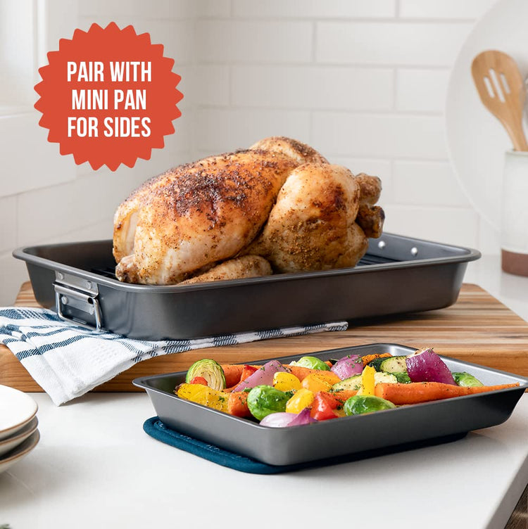 Nonstick Carbon Steel Large Roasting Pan with Rack