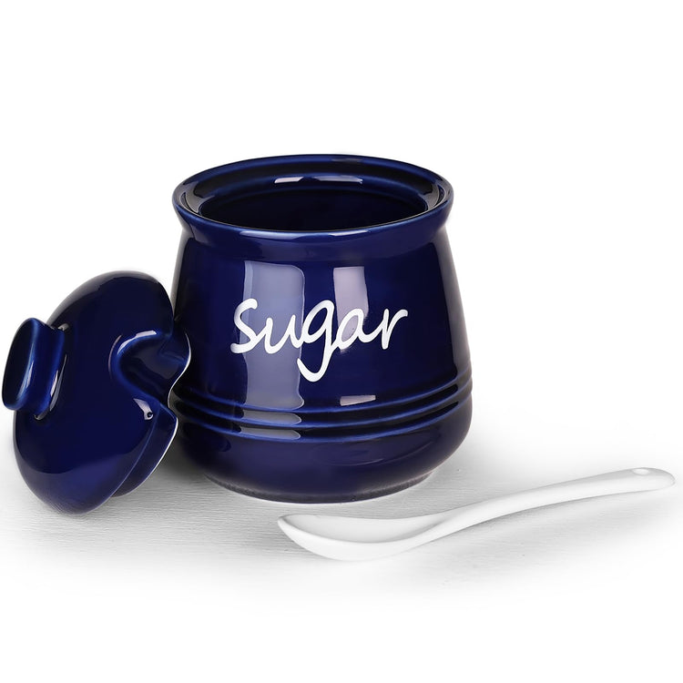 12oz Ceramic Sugar Bowl with Lid and Spoon