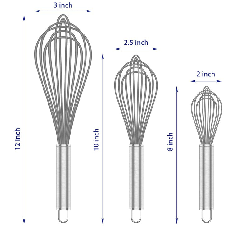 Grey Silicone Whisk Set of 3 (3 Count)